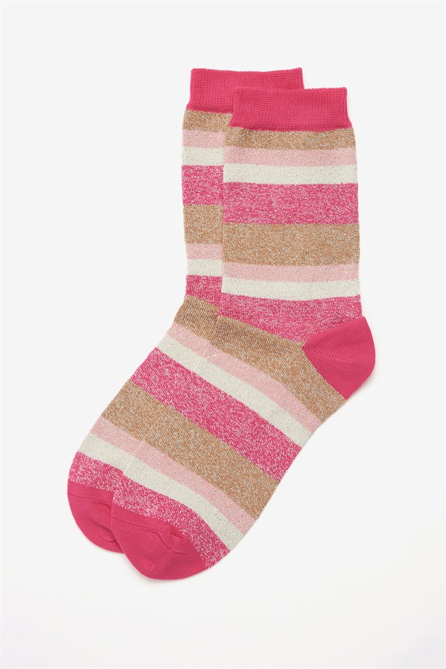 Barbour Sparkle Stripe Çorap Pink/Taupe