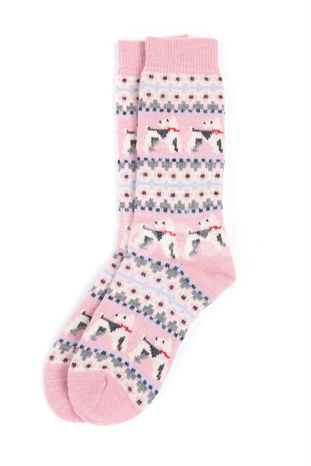 Barbour Terrier Fairisle Çorap PI11 Pink